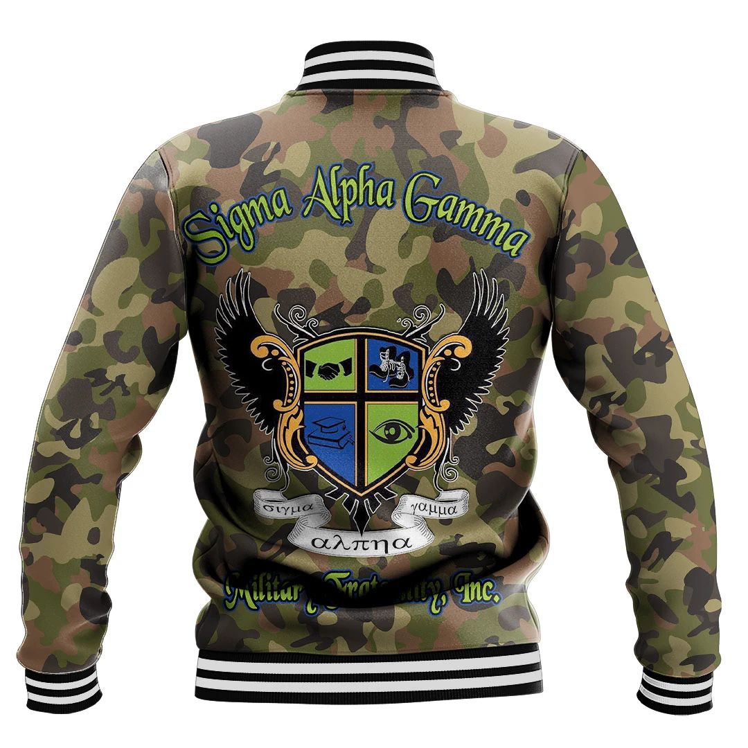 Sigma Alpha Gamma Camo Baseball Jackets | Africazone.store