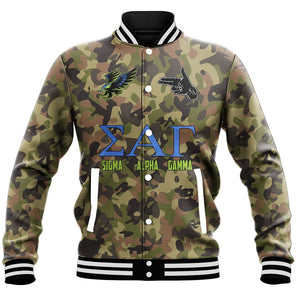 Sigma Alpha Gamma Camo Baseball Jackets | Africazone.store
