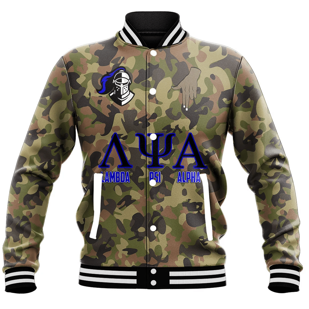 Lambda Psi Alpha Fraternity Camo Baseball Jackets | Africazone.store