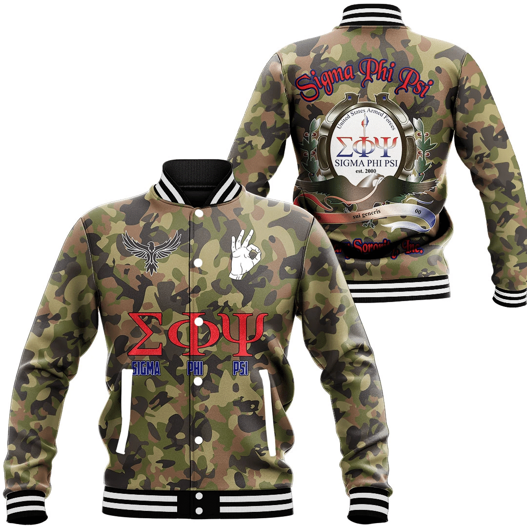 Sigma Phi Psi Camo Baseball Jackets | Africazone.store