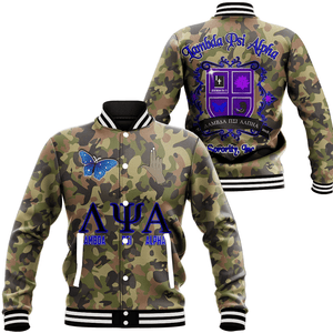 Lambda Psi Alpha Sorority Camo Baseball Jackets | Africazone.store
