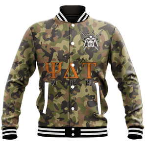 Psi Delta Tau Camo Baseball Jackets | Africazone.store