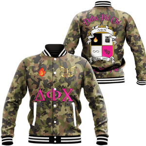 Delta Phi Chi Camo Baseball Jackets | Africazone.store