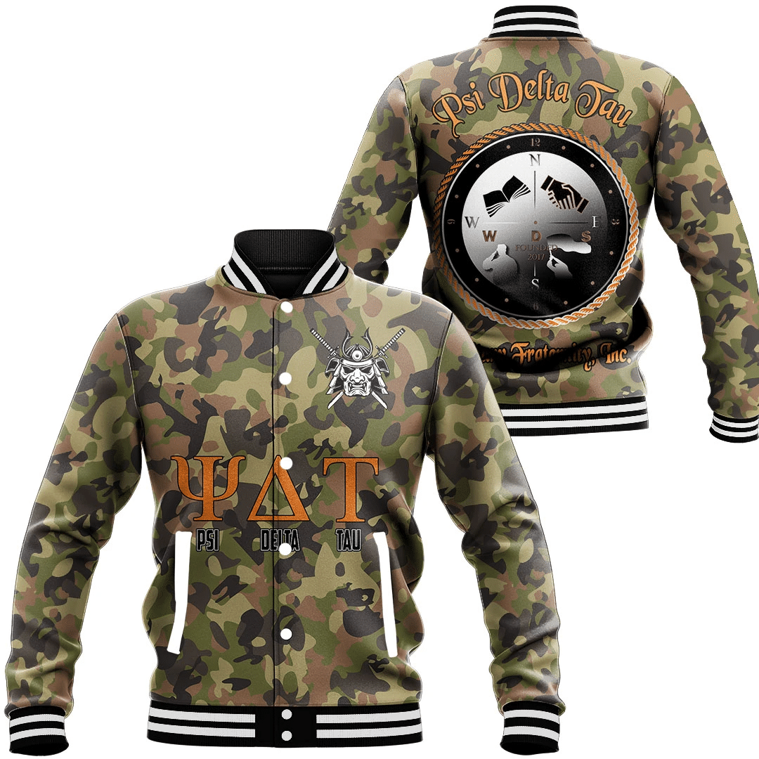 Psi Delta Tau Camo Baseball Jackets | Africazone.store