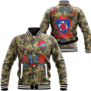 Alpha Omega Phi Camo Baseball Jackets | Africazone.store