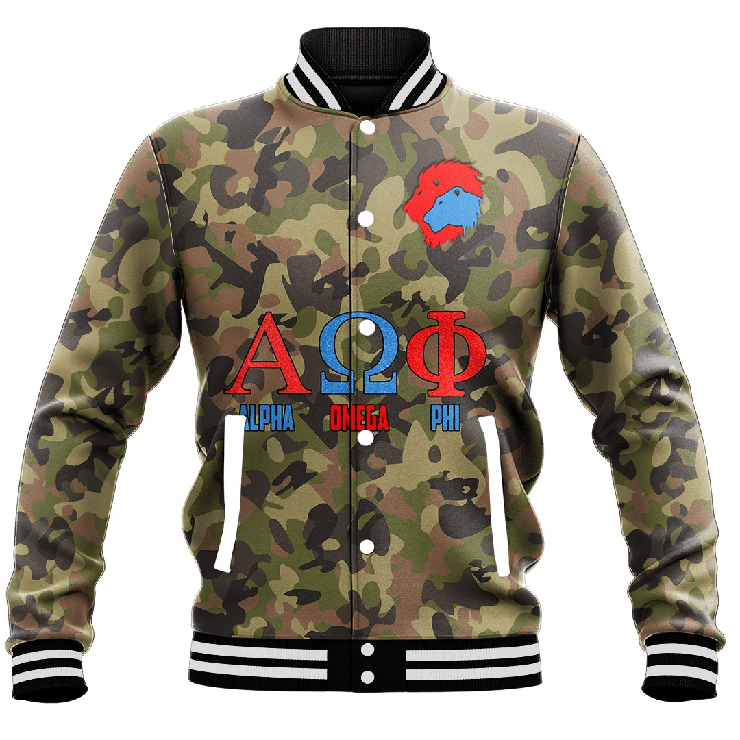 Alpha Omega Phi Camo Baseball Jackets | Africazone.store