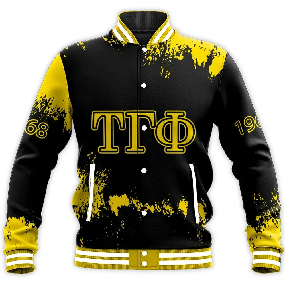 Tau Gamma Phi Face Style Baseball Jacket | Africa Zone.com