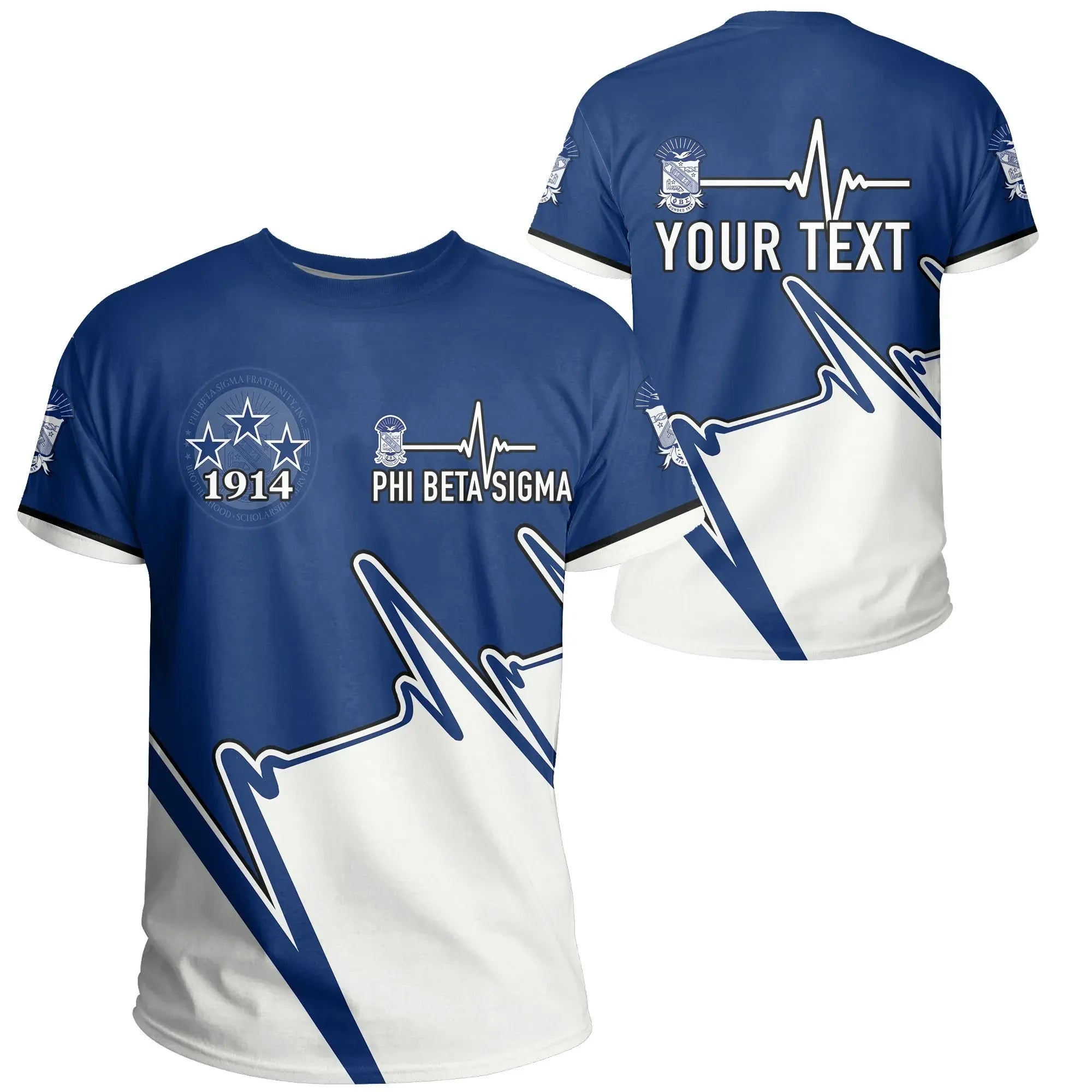 Personalised Heartbeat Phi Beta Sigma T-shirt | Africa Zone.com