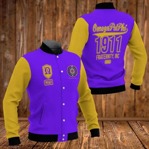 Omega Fraternity Founded 1911 Baseball Jacket | Africazone.store