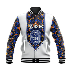 Zeta Phi Beta African Pattern - White  Baseball Jacket