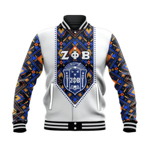Zeta Phi Beta African Pattern - White  Baseball Jacket