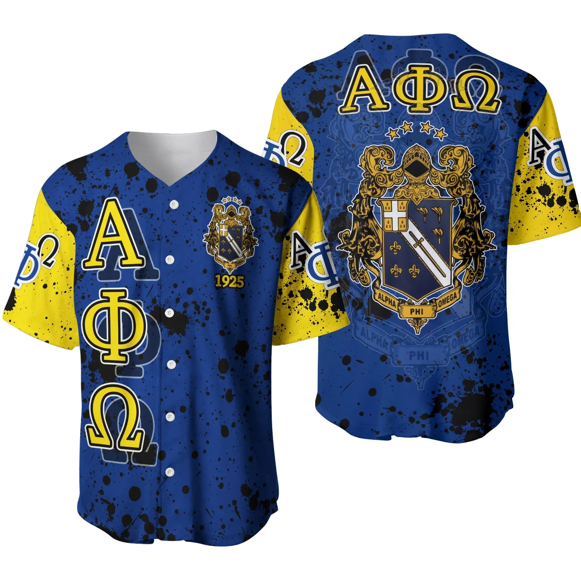 Alpha Phi Omega - Ink Stain Royal Blue Baseball Jersey