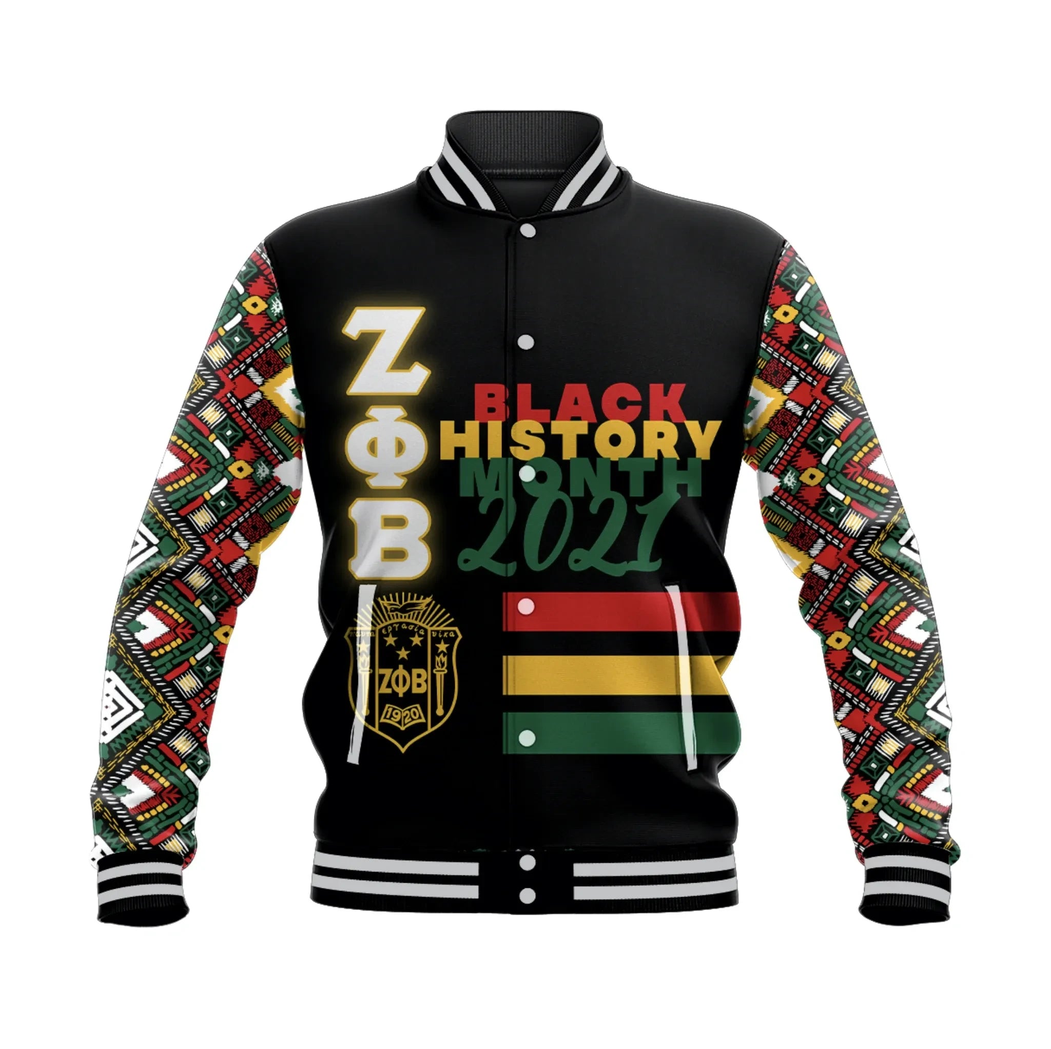 Zeta Phi Beta Black History Month Style  Baseball Jacket