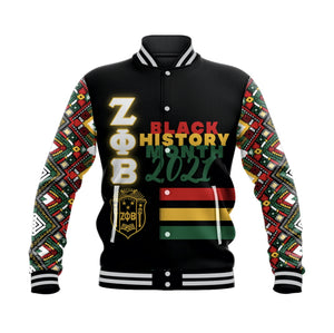 Zeta Phi Beta Black History Month Style  Baseball Jacket