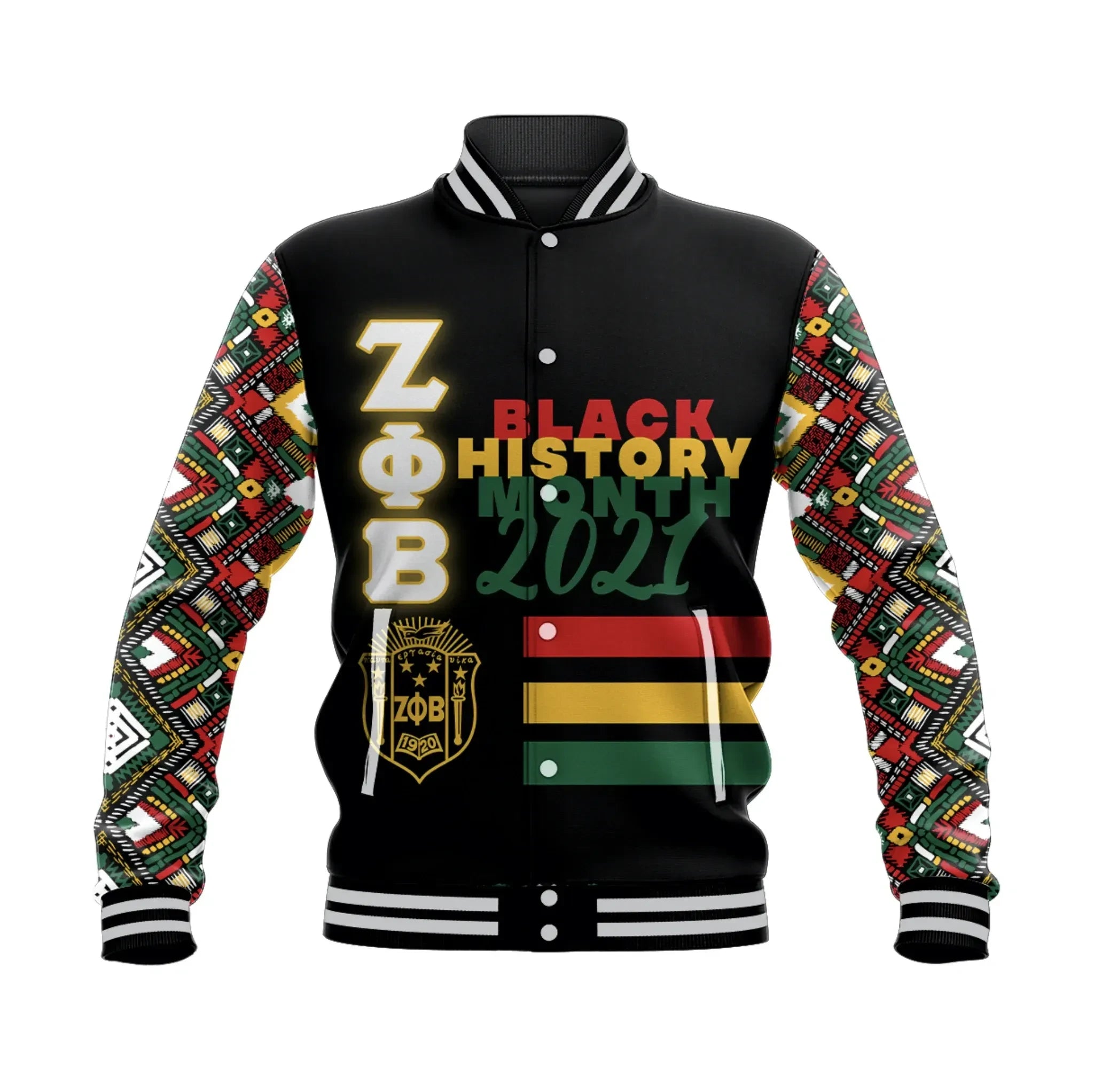 Zeta Phi Beta Black History Month Style  Baseball Jacket