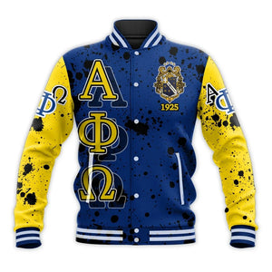 Alpha Phi Omega Ink Stain Royal Blue Baseball Jacket