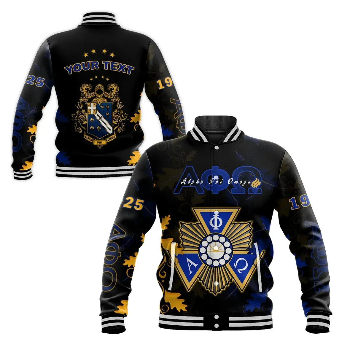 Personalised Alpha Phi Omega Mix Oakleaf - Aphio  Baseball Jacket