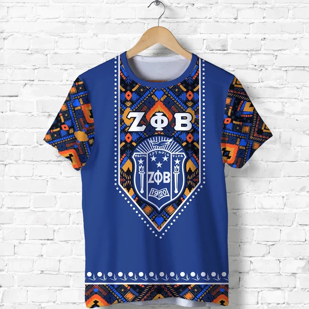 Africa Zone T-shirt - Personalized Zeta Phi Beta African Pattern - Royal Blue T-shirt J5