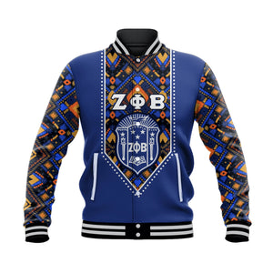 Personalised Zeta Phi Beta African Pattern - Royal Blue  Baseball Jacket