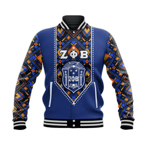 Personalised Zeta Phi Beta African Pattern - Royal Blue  Baseball Jacket