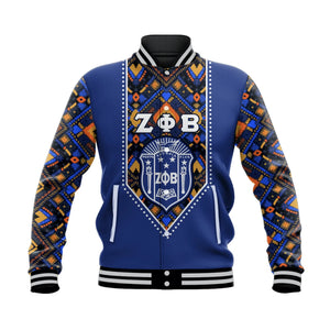 Personalised Zeta Phi Beta African Pattern - Royal Blue  Baseball Jacket