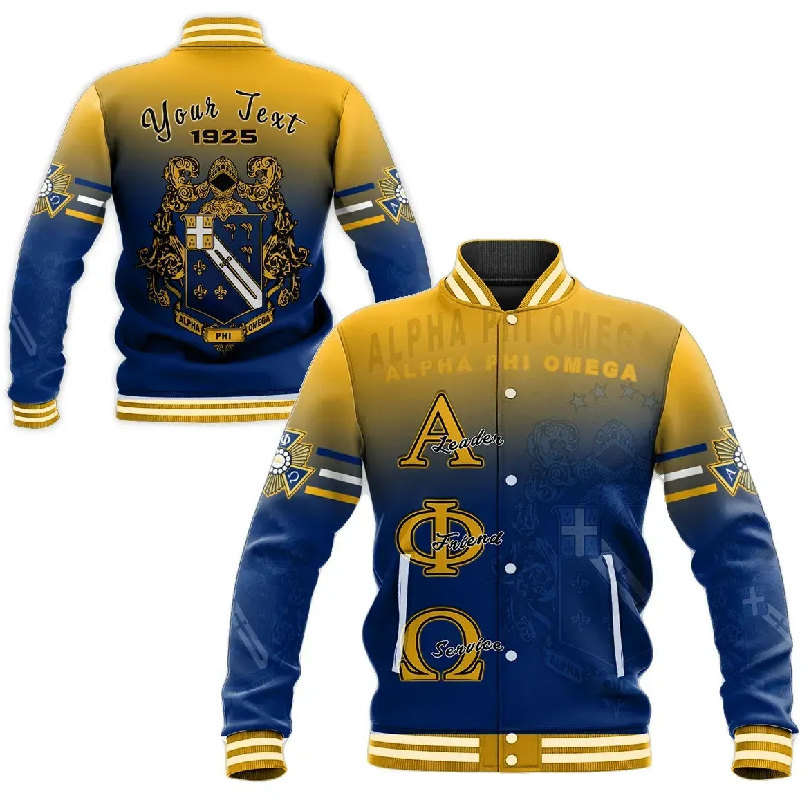 Personalised Alpha Phi Omega Motto Apo  Baseball Jacket