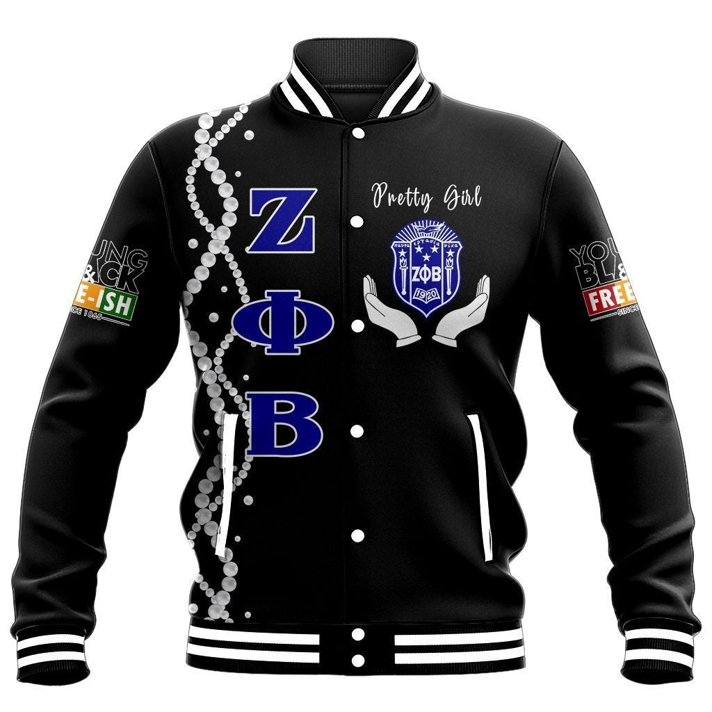 Africa Zone Jacket - Juneteenth Zeta Phi Beta Pretty Girl Baseball Jacket