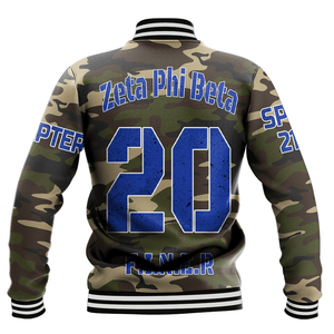 Zeta Phi Beta Camouflage Baseball Jackets | Getteestore.com
