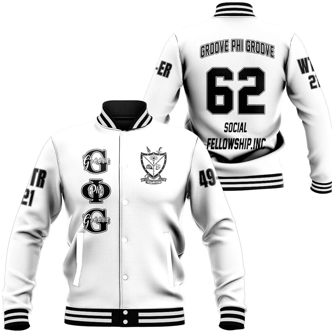 Groove Phi Groove White Baseball Jackets | Getteestore.com