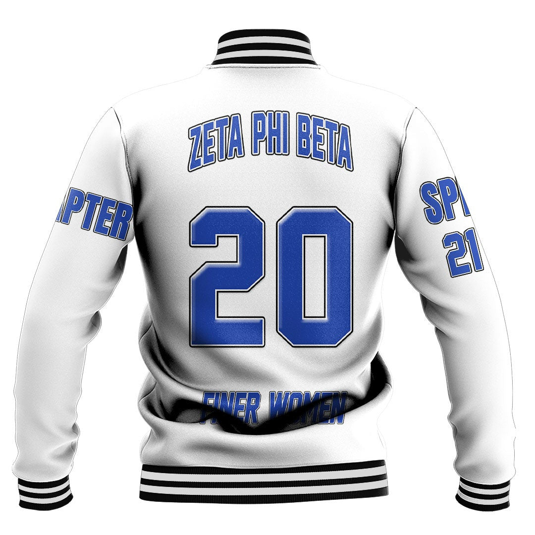 Zeta Phi Beta ( White ) Baseball Jackets | Getteestore.com
