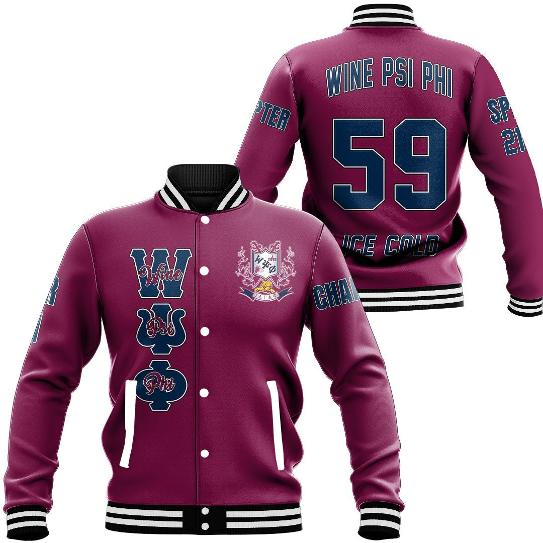 Wine Psi Phi Baseball Jackets | Getteestore.com