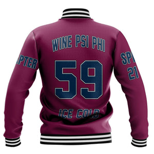 Wine Psi Phi Baseball Jackets | Getteestore.com