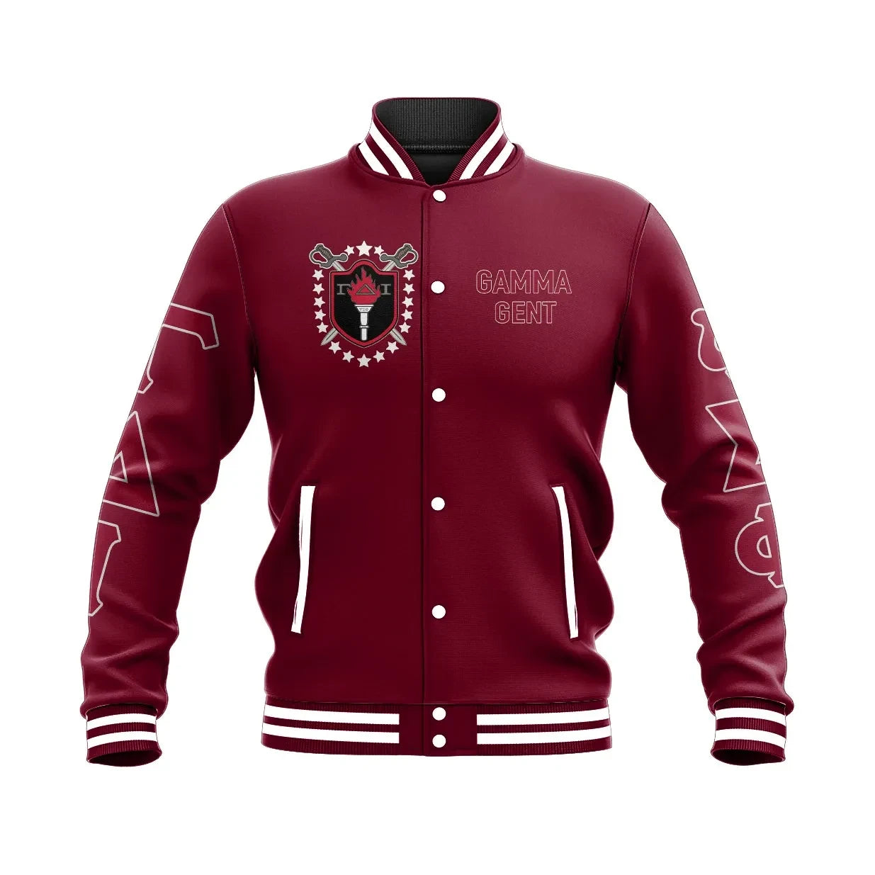 Gamma Delta Iota 1974 Red Baseball Jacket | Getteestore.com