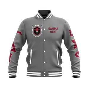 Gamma Delta Iota 1974 Grey Baseball Jacket | Getteestore.com