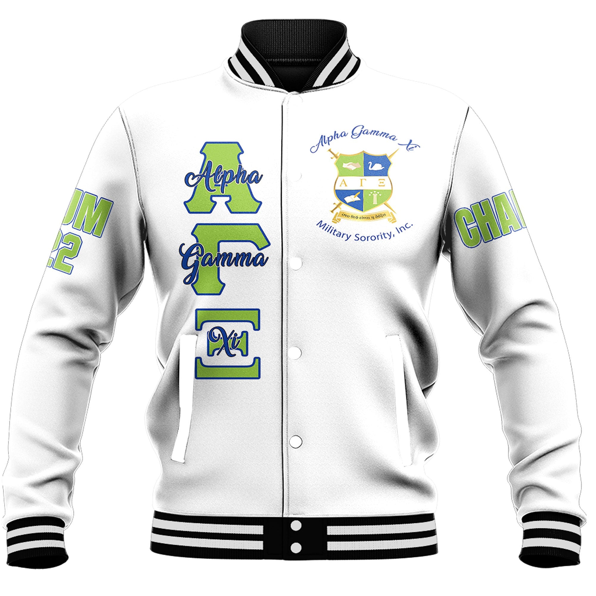 Alpha Gamma Xi (White) Baseball Jackets A31 | Africazone.store