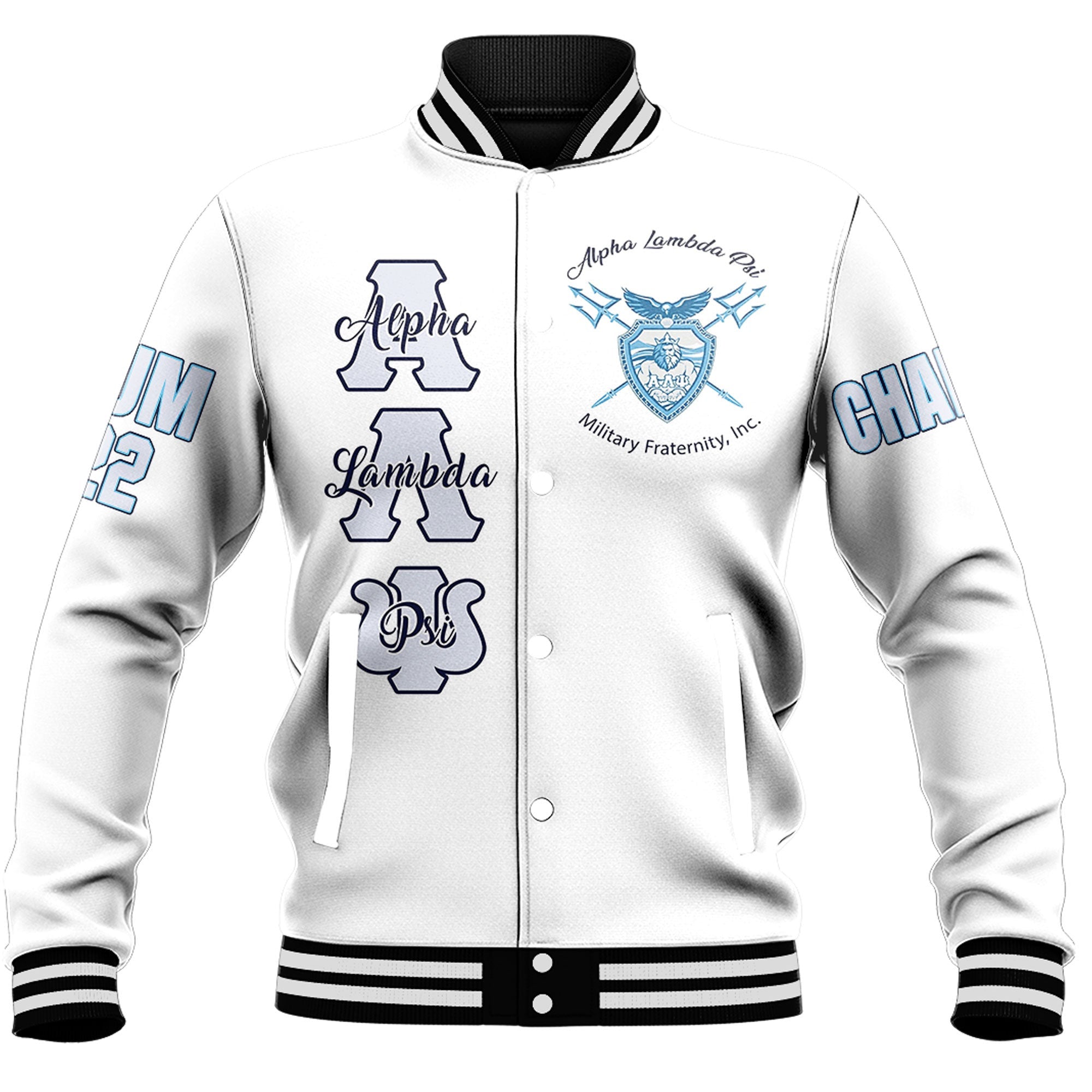 Alpha Lambda Psi (White) Baseball Jackets A31 | Africazone.store