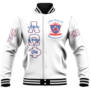 Alpha Omega Phi (White) Baseball Jackets A31 | Africazone.store