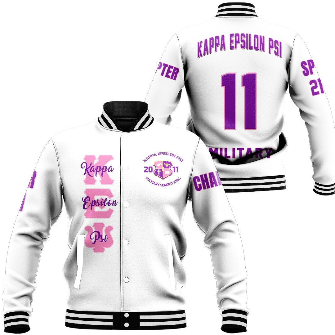 Epsilon Psi (White) Baseball Jackets | Africazone.store
