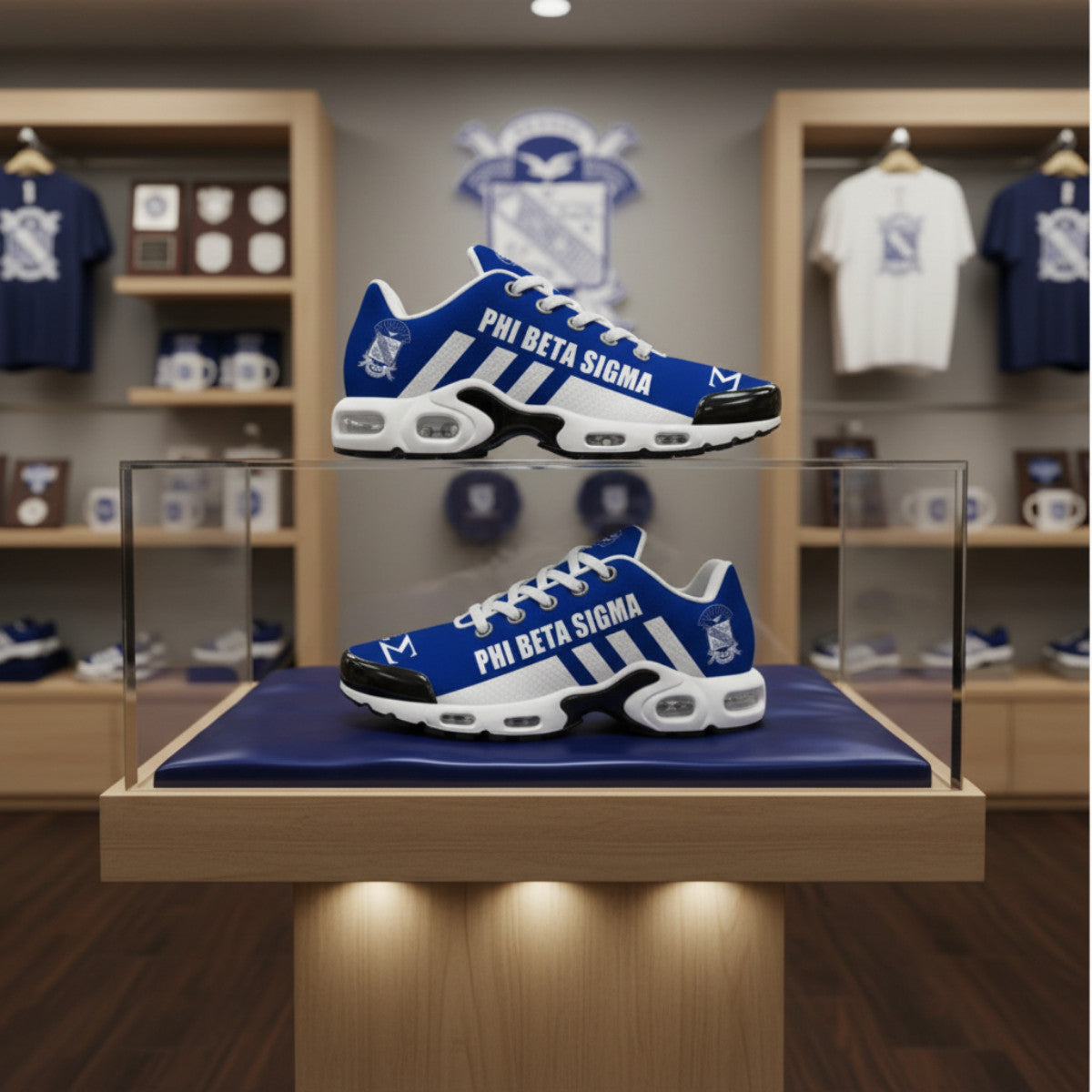 (Personalized) Sigmas 1914 Brotherhood Blue & White Cushion Sport Shoes - Legacy in Every Step