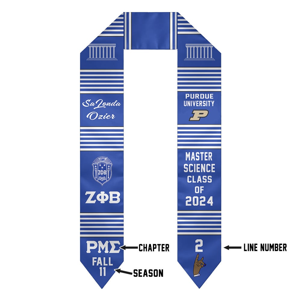 (Custom) Zeta Phi Beta Sorority Graduation Stole