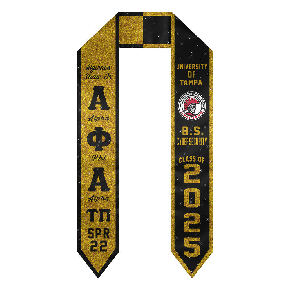 (Custom) Alpha Phi Alpha Fraternity Two-Toned Glitter Graduation Stole
