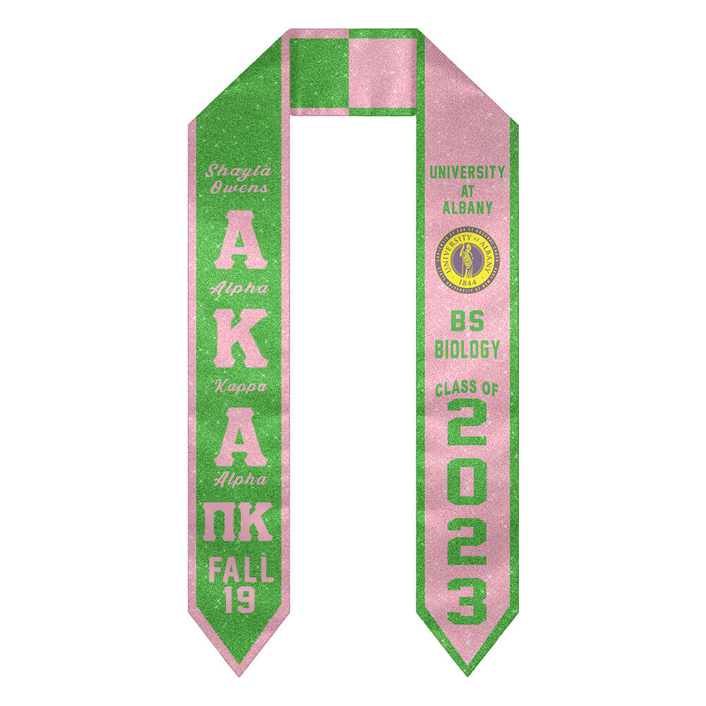 (Custom) Alpha Kappa Alpha Sorority Two-Toned Glitter Graduation Stole