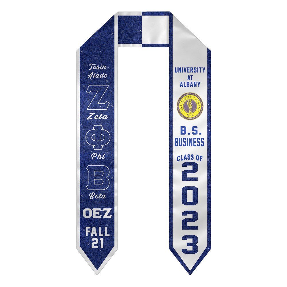 (Custom) Zeta phi Beta Sorority Two-Toned Glitter Graduation Stole