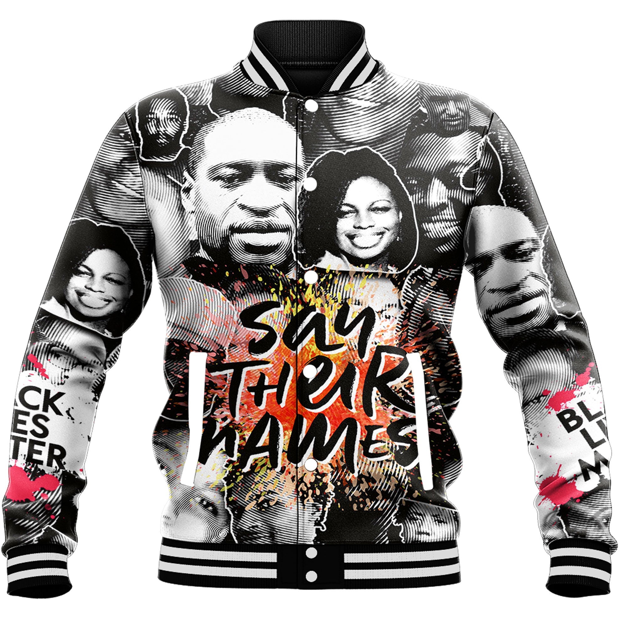 Africa Zone Baseball Jackets - Say Their Names Black Lives Matter