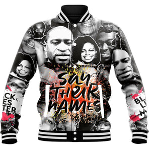 Africa Zone Baseball Jackets - Say Their Names Black Lives Matter