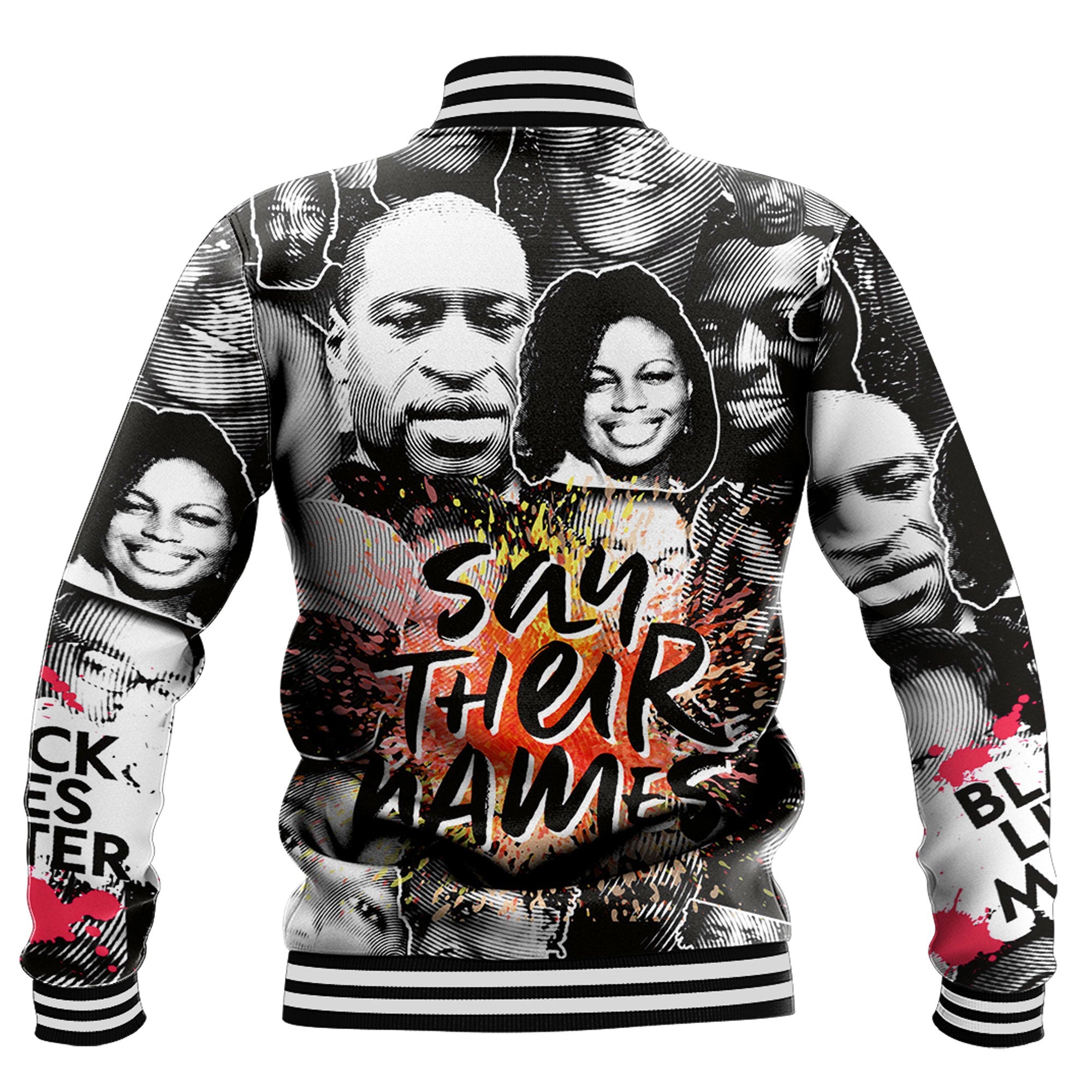 Africa Zone Baseball Jackets - Say Their Names Black Lives Matter