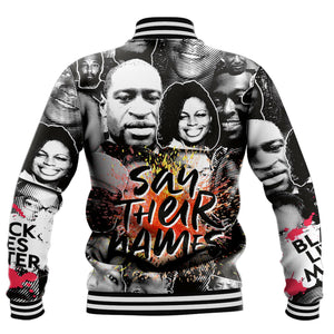 Africa Zone Baseball Jackets - Say Their Names Black Lives Matter