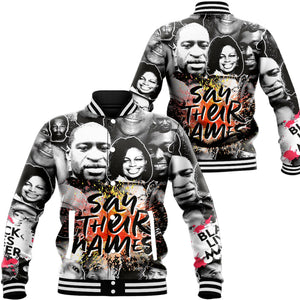 Africa Zone Baseball Jackets - Say Their Names Black Lives Matter