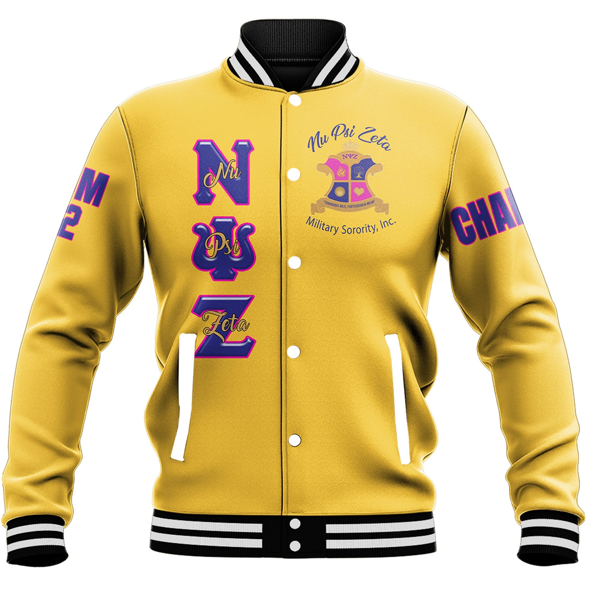Africa Zone Baseball Jackets - Nu Psi Zeta Military Sorority