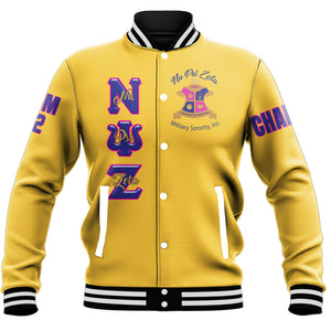 Africa Zone Baseball Jackets - Nu Psi Zeta Military Sorority